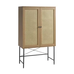 New No name RINTO Buffet haut 2 portes bois et métal H135cm