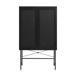 New No name RINTO Buffet haut 2 portes bois et métal H135cm