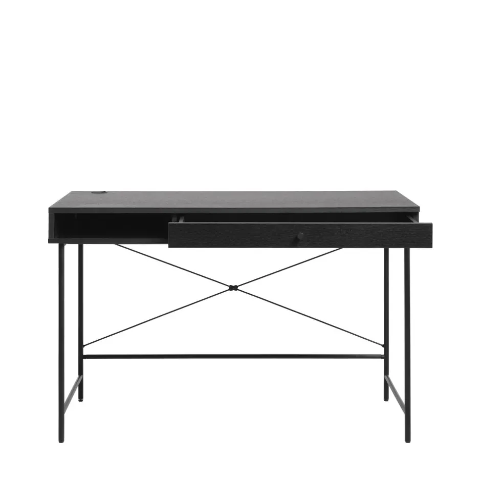 Discount No name RINTO Bureau 1 tiroir 1 niche en bois et métal L120cm