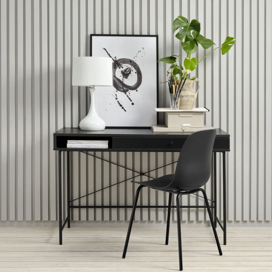 Discount No name RINTO Bureau 1 tiroir 1 niche en bois et métal L120cm
