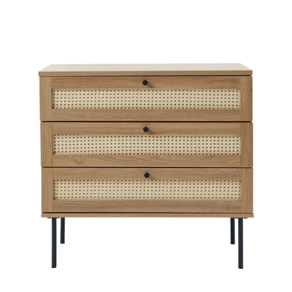Discount No name RINTO Commode 3 tiroirs en bois et métal L80cm