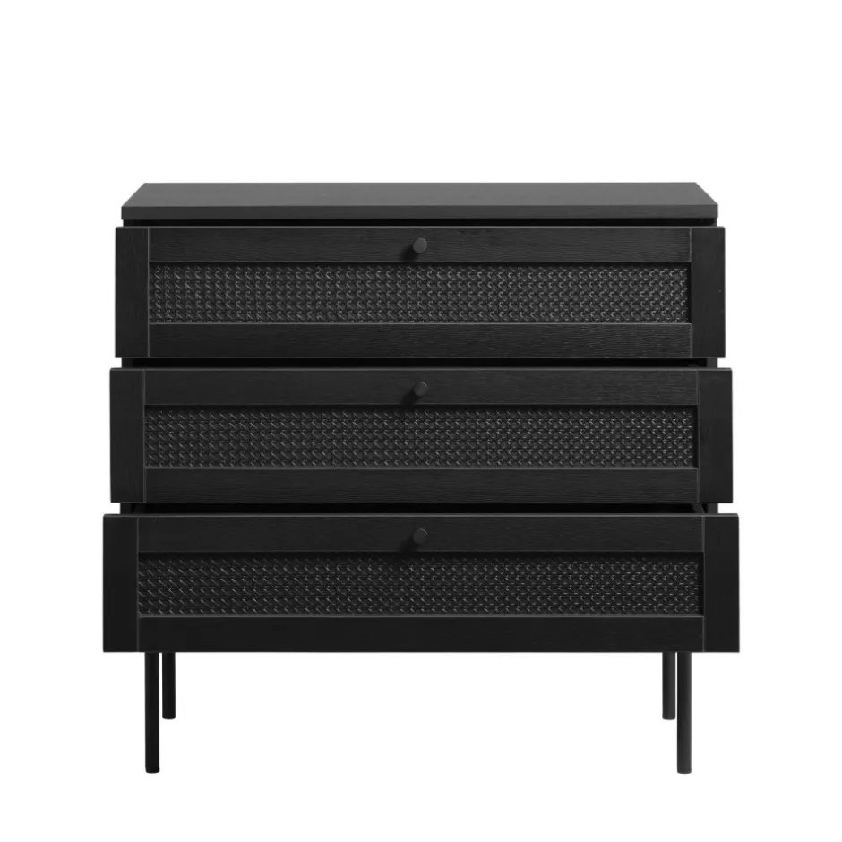Discount No name RINTO Commode 3 tiroirs en bois et métal L80cm