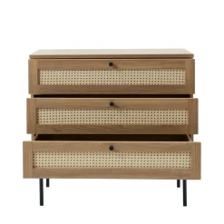 Discount No name RINTO Commode 3 tiroirs en bois et métal L80cm