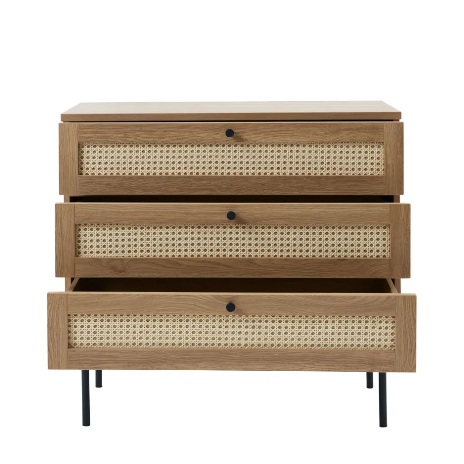 Discount No name RINTO Commode 3 tiroirs en bois et métal L80cm