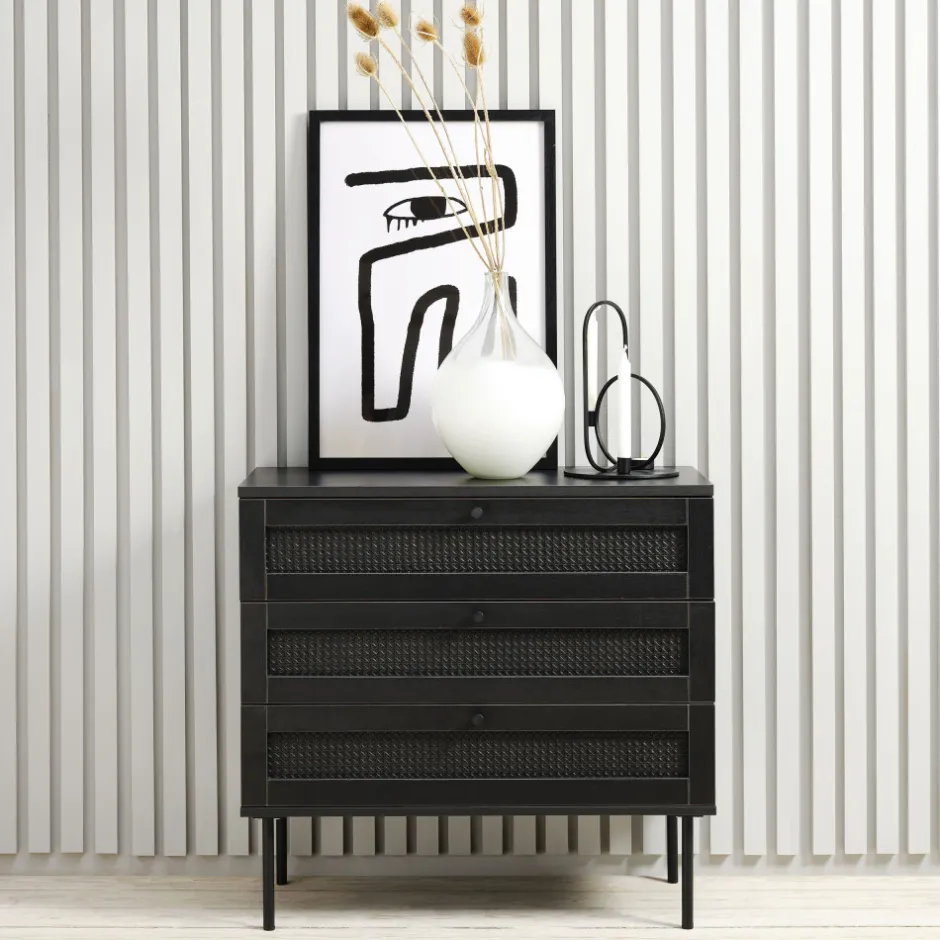 Discount No name RINTO Commode 3 tiroirs en bois et métal L80cm