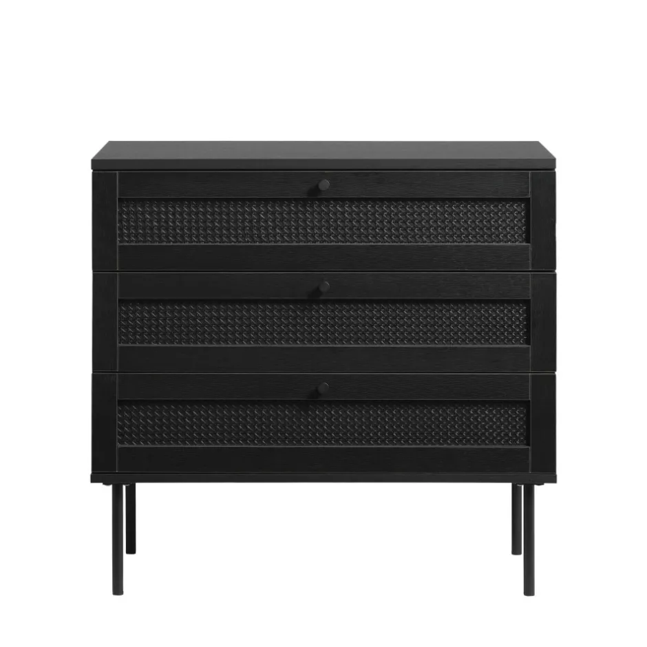Discount No name RINTO Commode 3 tiroirs en bois et métal L80cm
