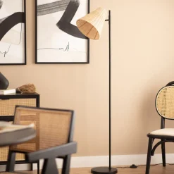Sale Drawer RIO Lampadaire en métal avec abat-jour en rotin H151cm