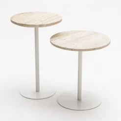 Hot Drawer RITO Table d'appoint en métal et travertin ø40cm