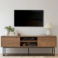 Sale Drawer ROA Meuble TV 2 tiroirs en bois et métal L140cm