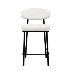 Online Drawer RODE Lot de 2 chaises de bar en tissu bouclette, bois et métal H65cm