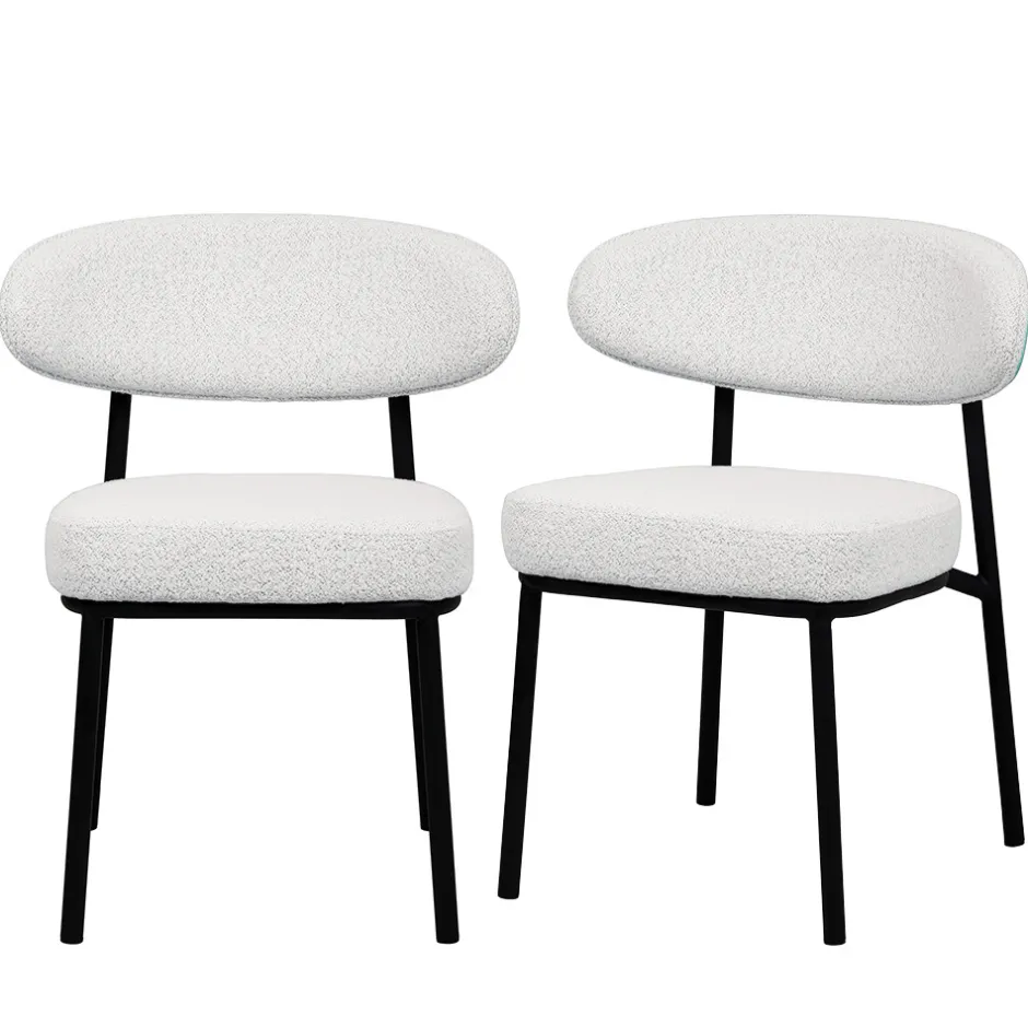 Online Drawer RODE Lot de 2 chaises en tissu bouclette, bois et métal