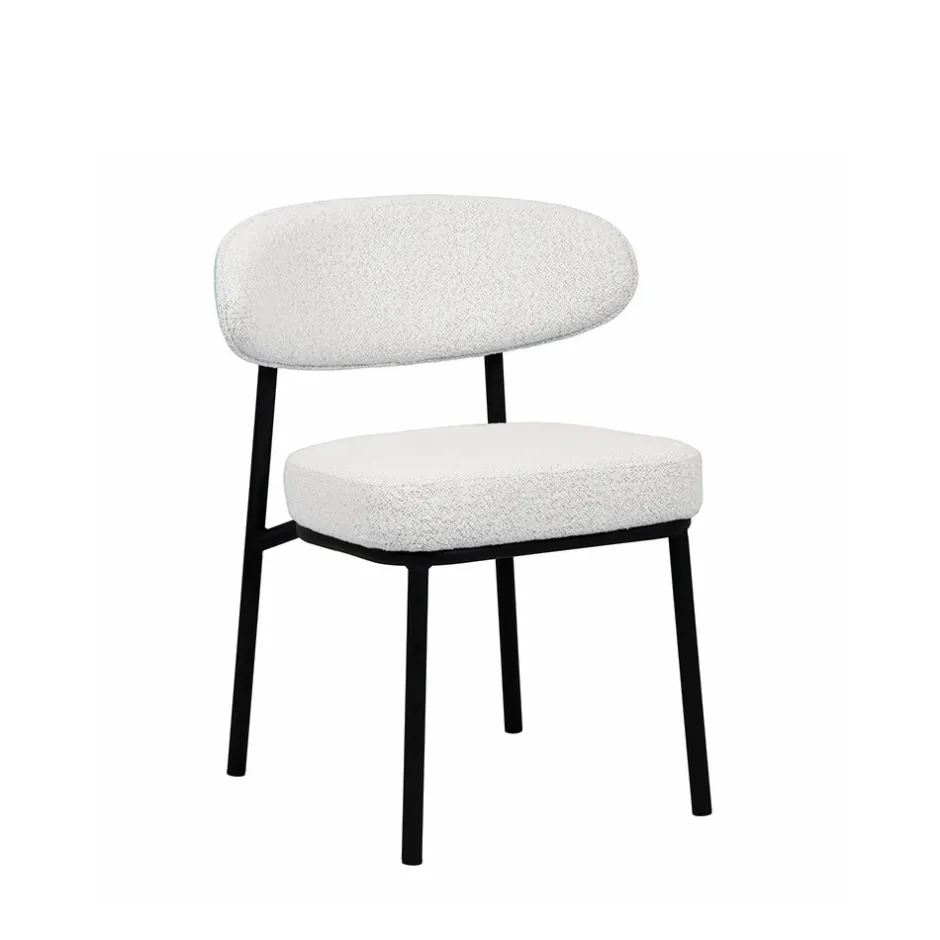 Online Drawer RODE Lot de 2 chaises en tissu bouclette, bois et métal