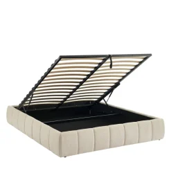 Outlet No name ROMEO Lit coffre en tissu chenille 160x200cm