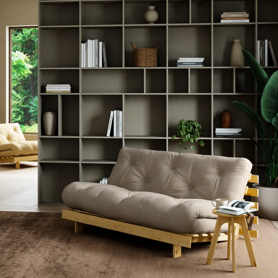 Online Karup Design ROOTS Canapé convertible 160x200cm en bois naturel et tissu