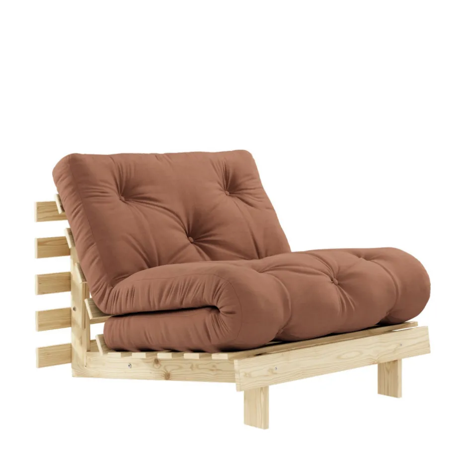 Hot Karup Design ROOTS Fauteuil convertible 90x200cm en bois naturel et tissu
