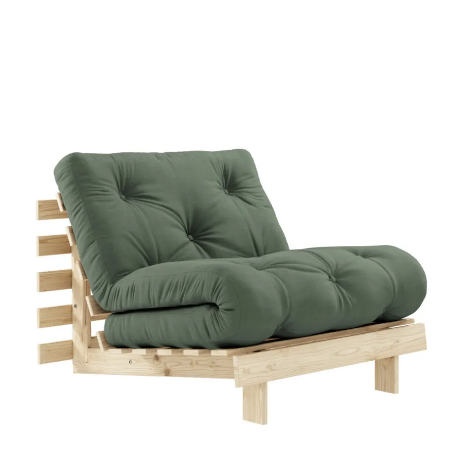 Hot Karup Design ROOTS Fauteuil convertible 90x200cm en bois naturel et tissu