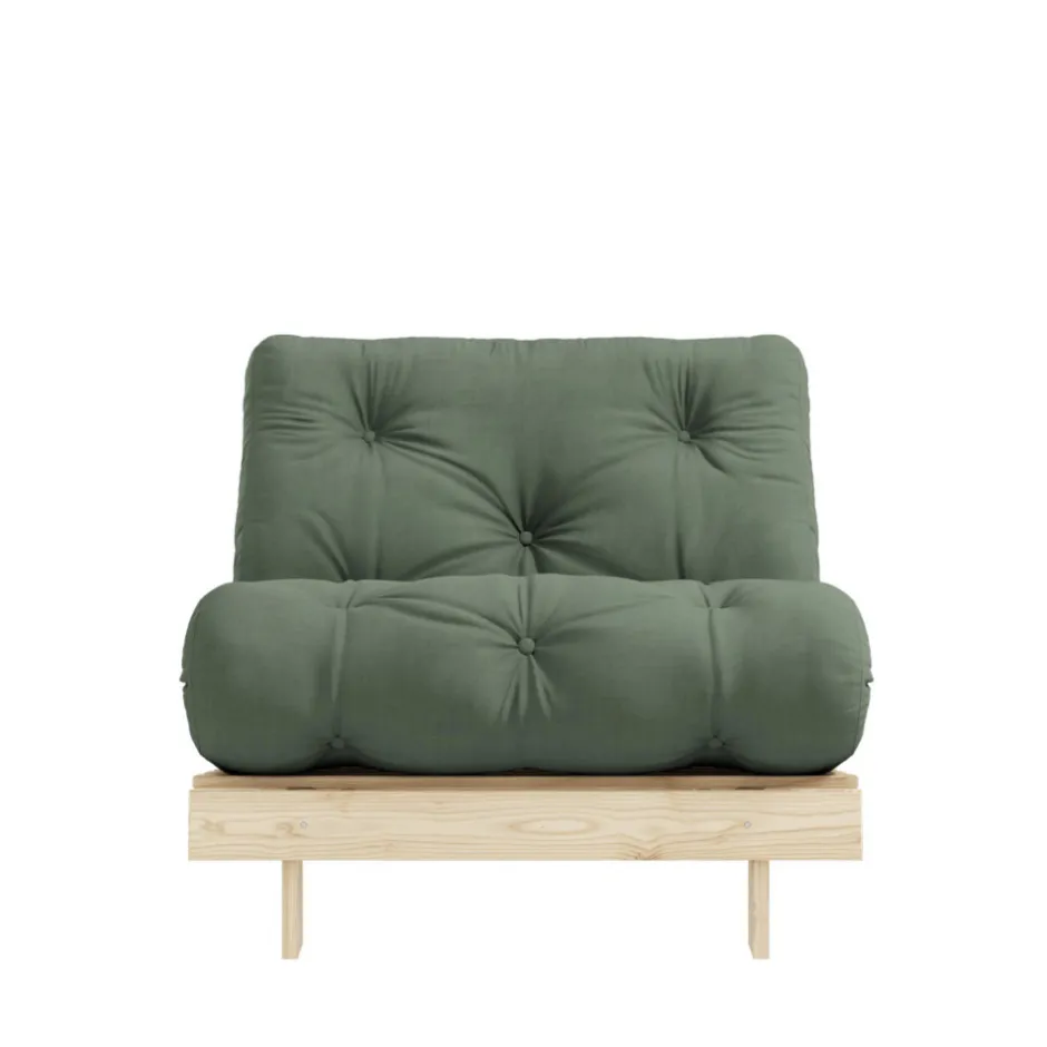 Hot Karup Design ROOTS Fauteuil convertible 90x200cm en bois naturel et tissu