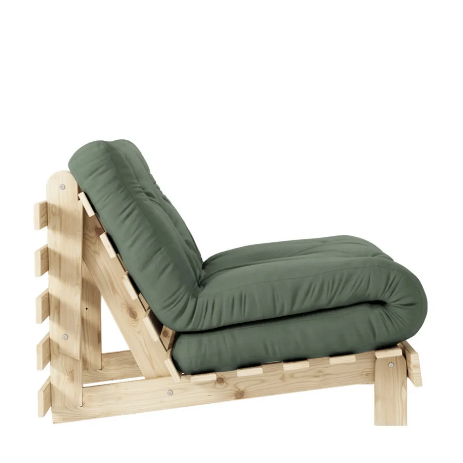 Hot Karup Design ROOTS Fauteuil convertible 90x200cm en bois naturel et tissu