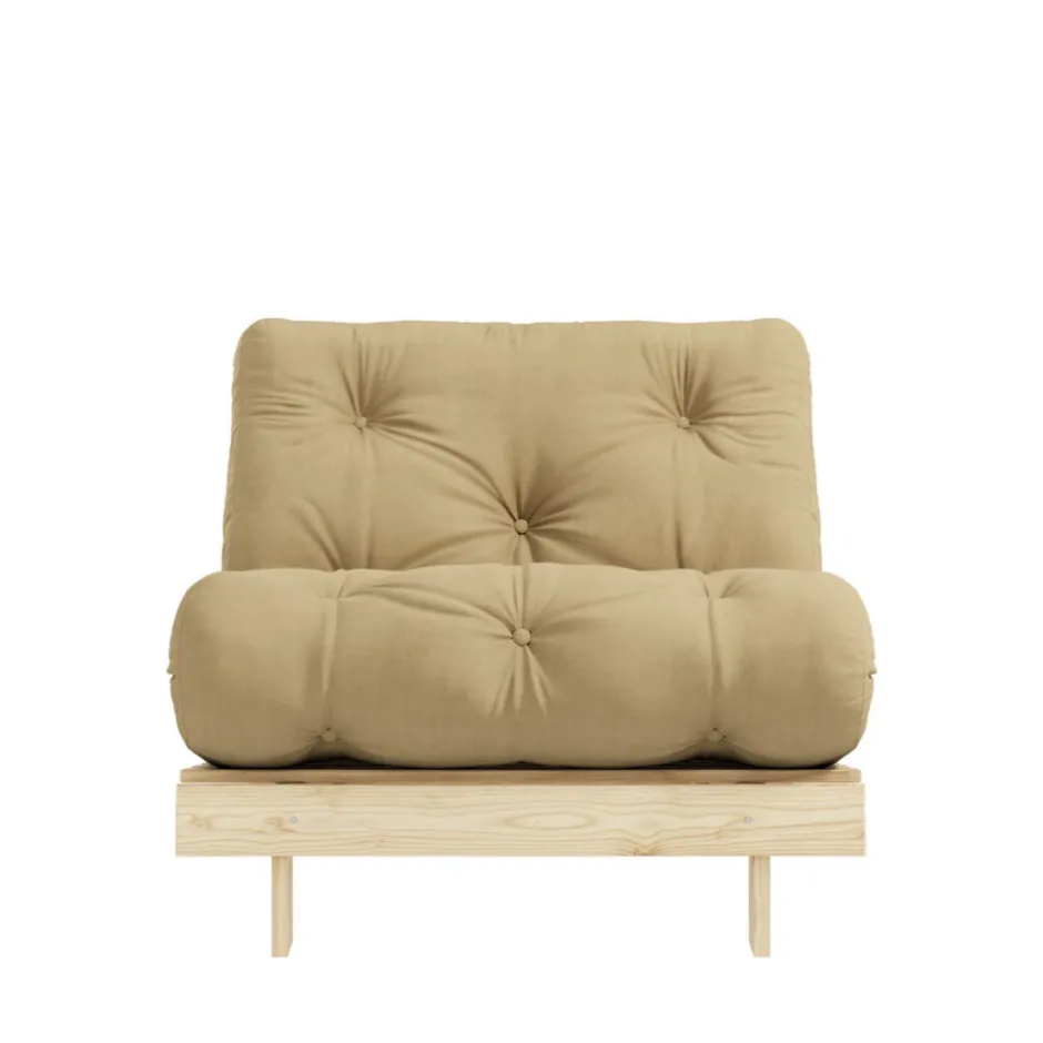 Hot Karup Design ROOTS Fauteuil convertible 90x200cm en bois naturel et tissu