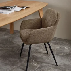 Discount Woood RUNA Lot de 2 fauteuils de table en tissu et métal