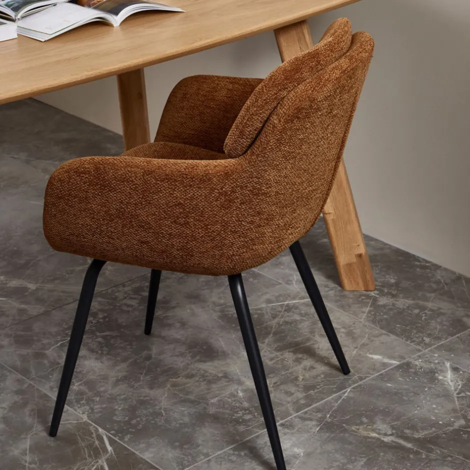 Discount Woood RUNA Lot de 2 fauteuils de table en tissu et métal