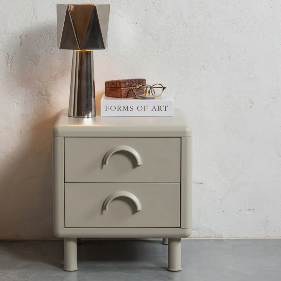 Clearance Woood RUNE Table de chevet 2 tiroirs en métal