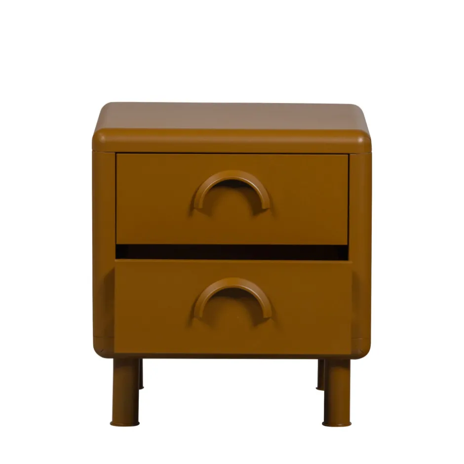 Clearance Woood RUNE Table de chevet 2 tiroirs en métal