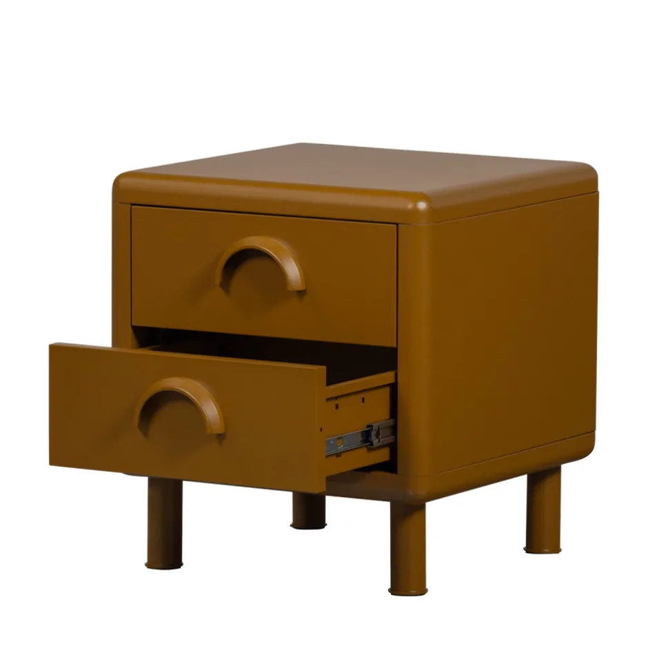 Clearance Woood RUNE Table de chevet 2 tiroirs en métal