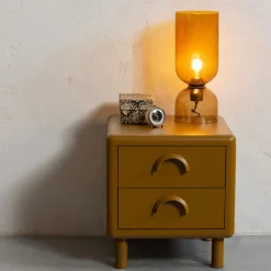Clearance Woood RUNE Table de chevet 2 tiroirs en métal