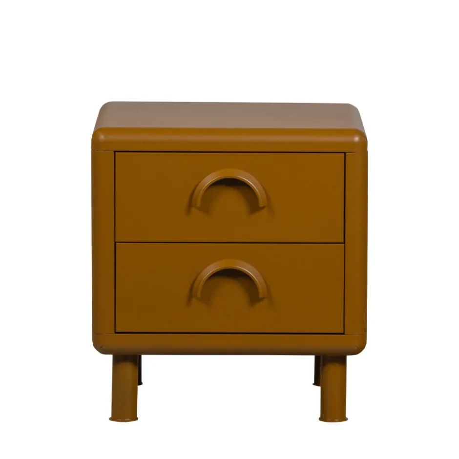 Clearance Woood RUNE Table de chevet 2 tiroirs en métal
