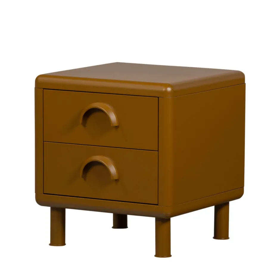 Clearance Woood RUNE Table de chevet 2 tiroirs en métal