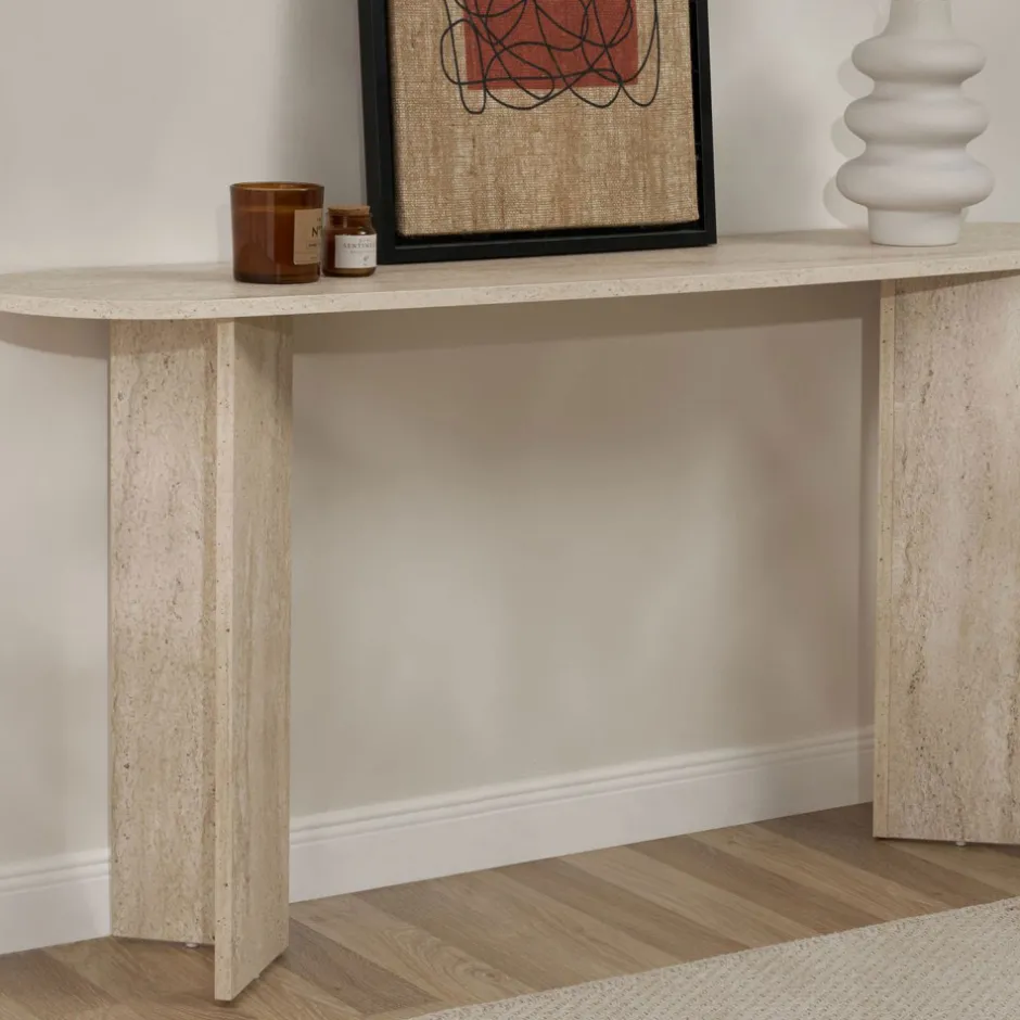 Online Drawer SAM Console ovale en effet travertin L150cm