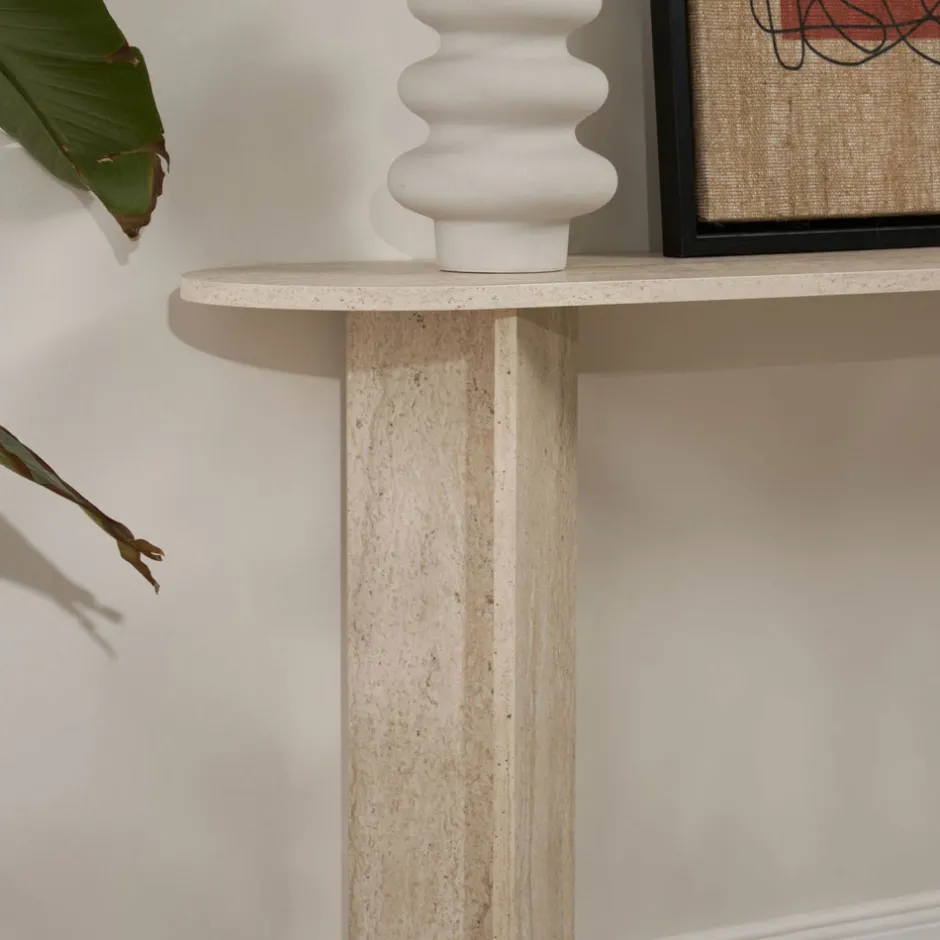 Online Drawer SAM Console ovale en effet travertin L150cm
