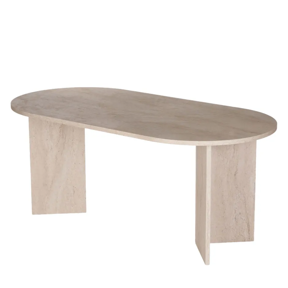Hot Drawer SAM Table à manger 8 personnes effet travertin