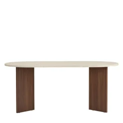 Clearance Drawer SAM Table à manger 8 personnes ovale en bois et effet travertin