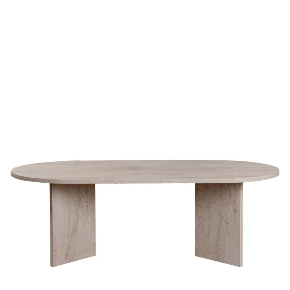 Clearance Drawer SAM Table basse ovale effet travertin 119x60cm