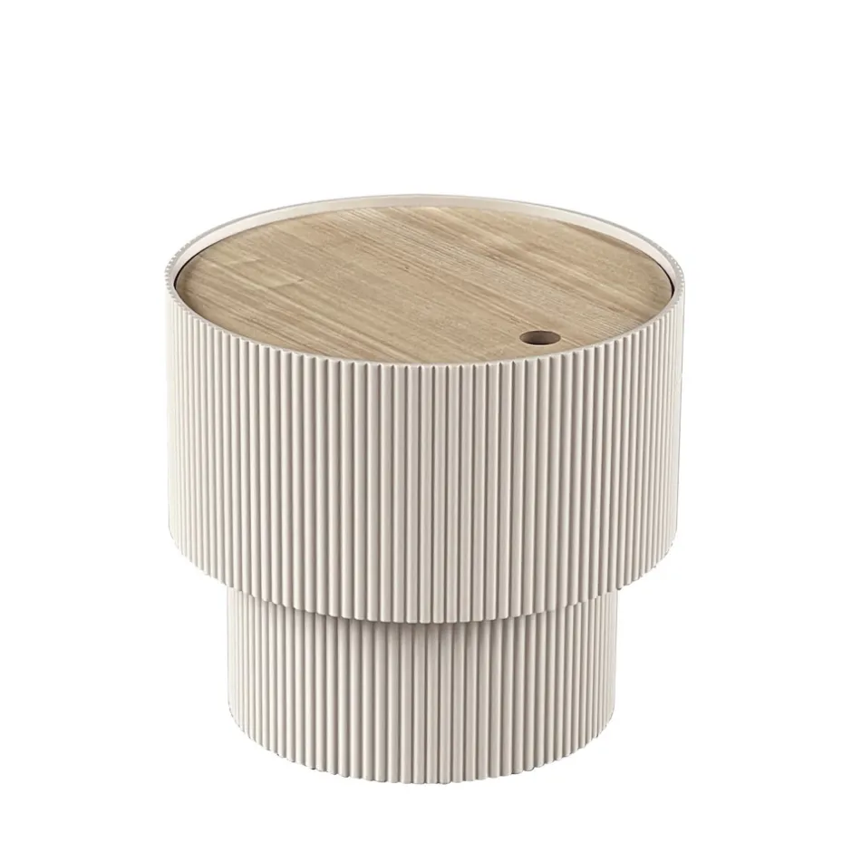 Hot Drawer SAND I Table d'appoint avec rangement en bois ø38,5cm
