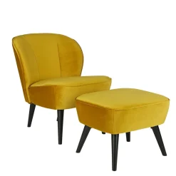 Clearance Woood SARA Fauteuil cocktail en velours