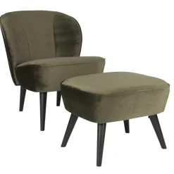 Clearance Woood SARA Repose-pieds en velours
