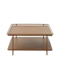 Outlet Drawer SARANDA Table basse carrée 2 plateaux en métal 75x75cm