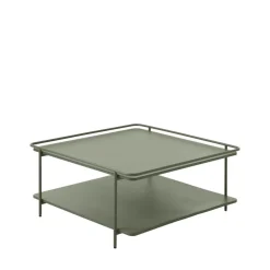 Outlet Drawer SARANDA Table basse carrée 2 plateaux en métal 75x75cm