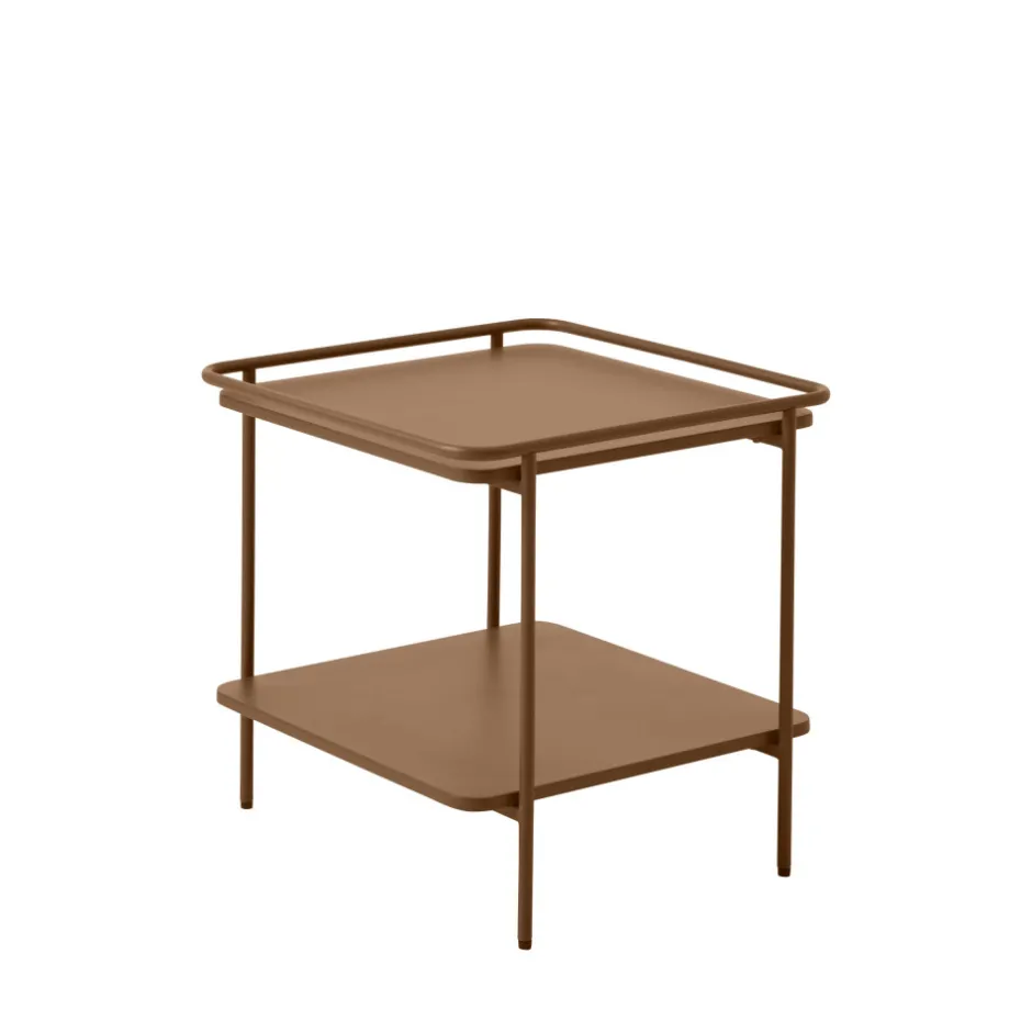 Discount Drawer SARANDA Table d'appoint carrée 2 plateaux en métal 45x45cm