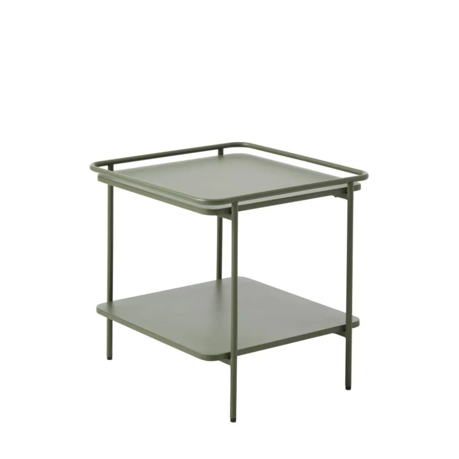Discount Drawer SARANDA Table d'appoint carrée 2 plateaux en métal 45x45cm