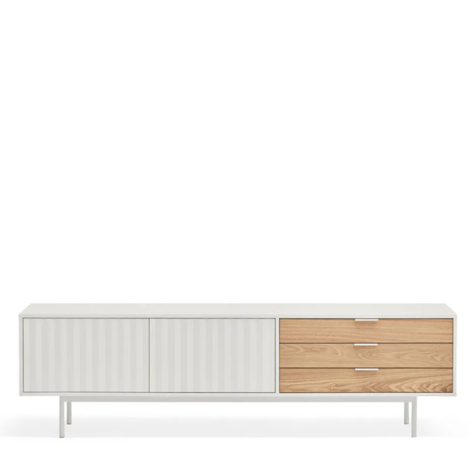 Best Teulat SIERRA Meuble TV 2 portes, 3 tiroirs en bois L180cm