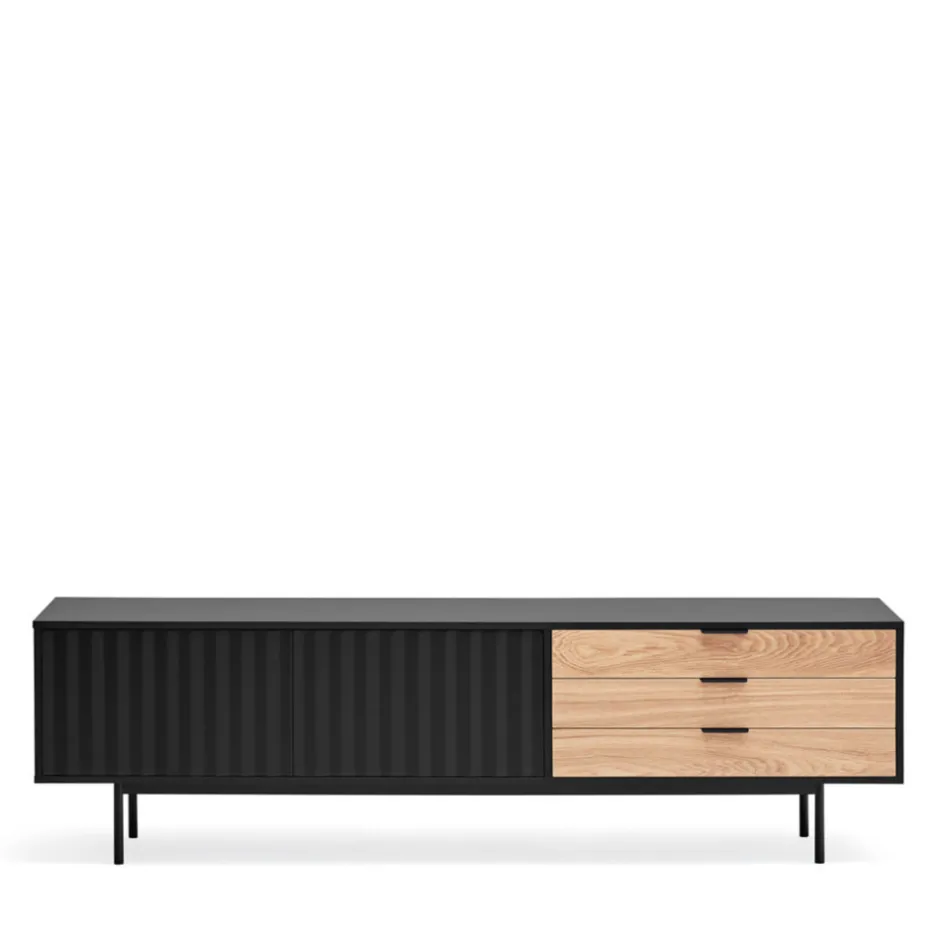 Best Teulat SIERRA Meuble TV 2 portes, 3 tiroirs en bois L180cm