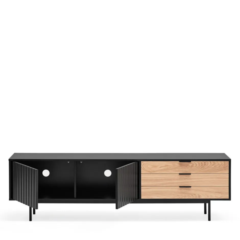 Best Teulat SIERRA Meuble TV 2 portes, 3 tiroirs en bois L180cm