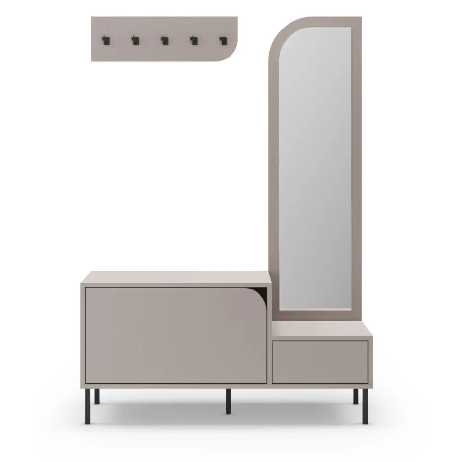 Hot No name SILVAR Meuble d'entrée 2 portes avec miroir et portant en bois et métal H172cm