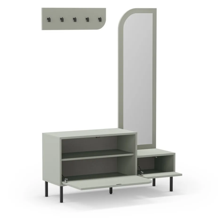 Hot No name SILVAR Meuble d'entrée 2 portes avec miroir et portant en bois et métal H172cm
