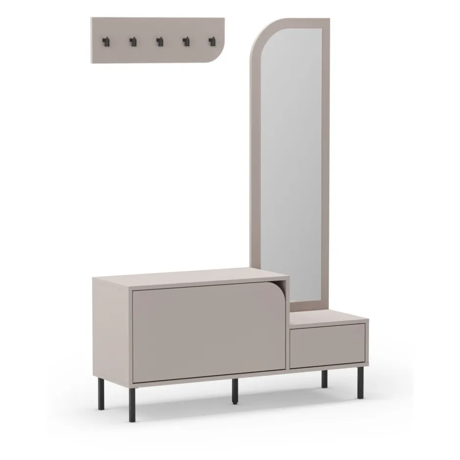 Hot No name SILVAR Meuble d'entrée 2 portes avec miroir et portant en bois et métal H172cm