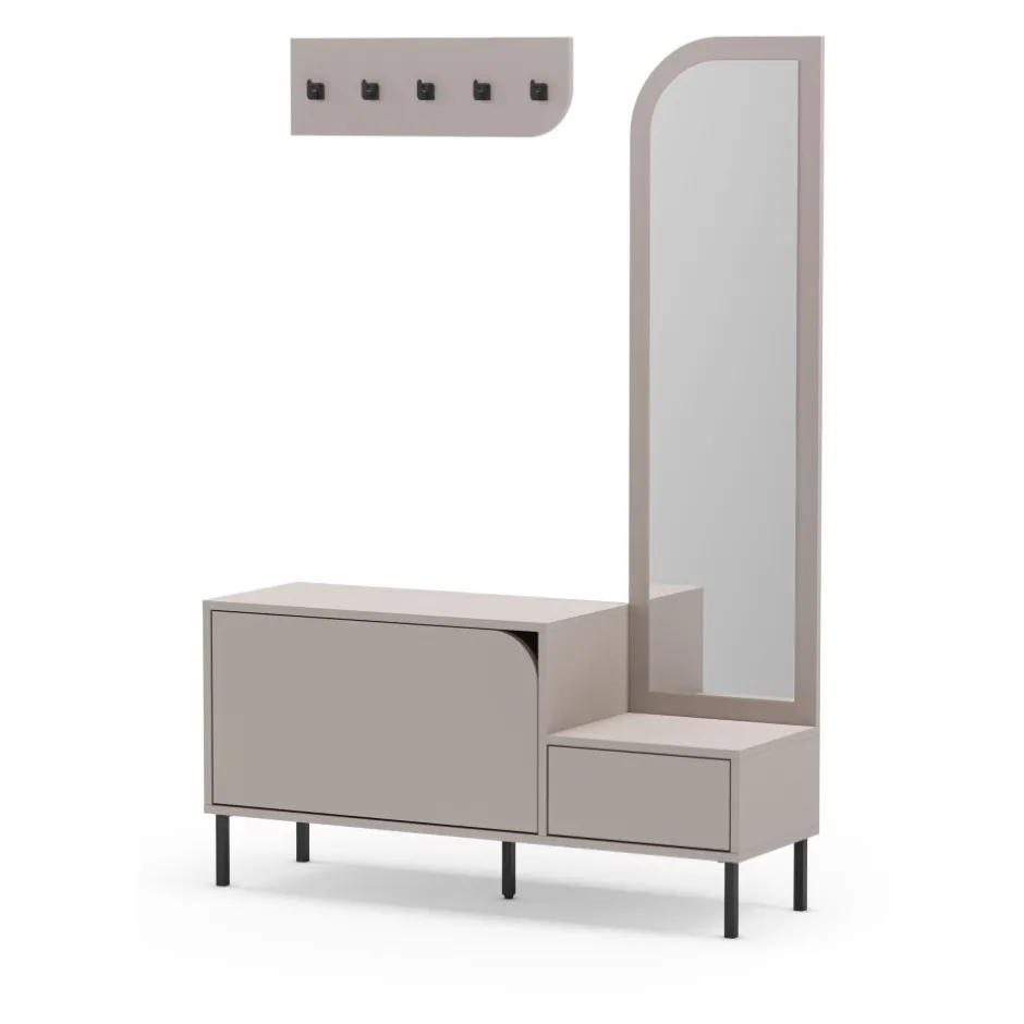 Hot No name SILVAR Meuble d'entrée 2 portes avec miroir et portant en bois et métal H172cm